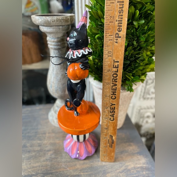 blue Sky Clayworks Halloween black cat ceramic figurine